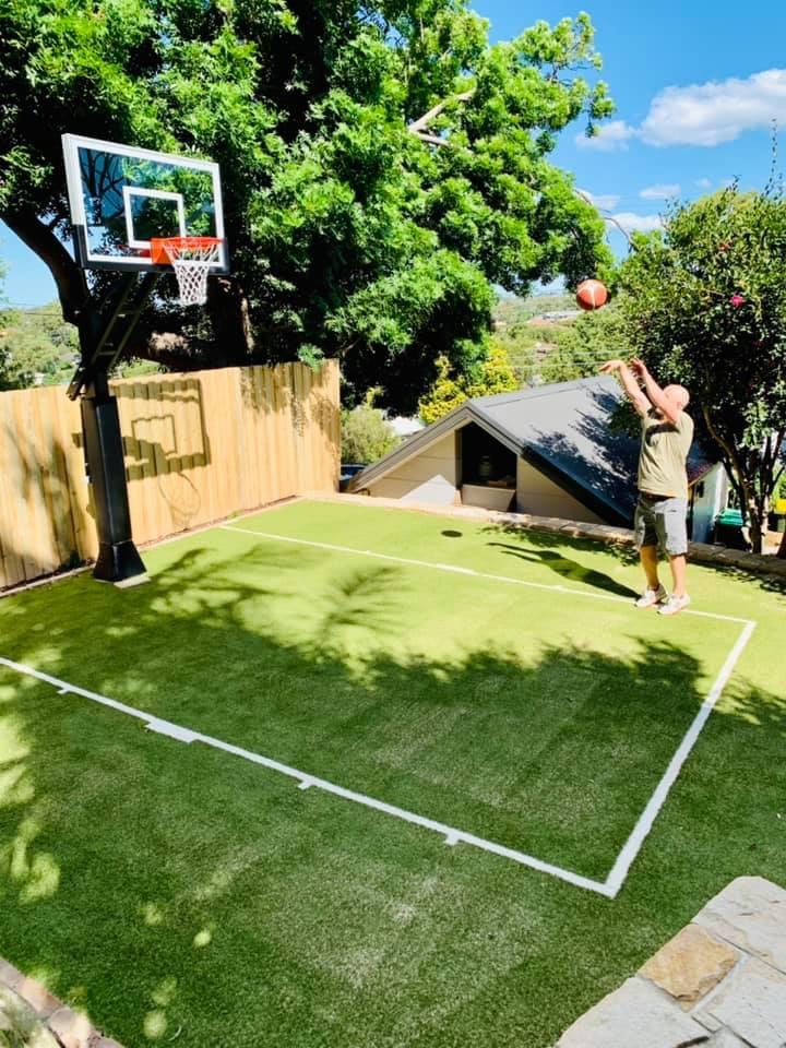 Basketball court store in backyard